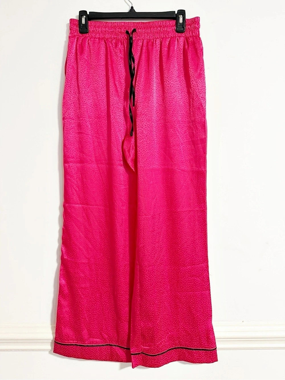 BCBGMAXAZRIA Pink Satin Leopard Jacquard Wide Leg Pajama Pants S